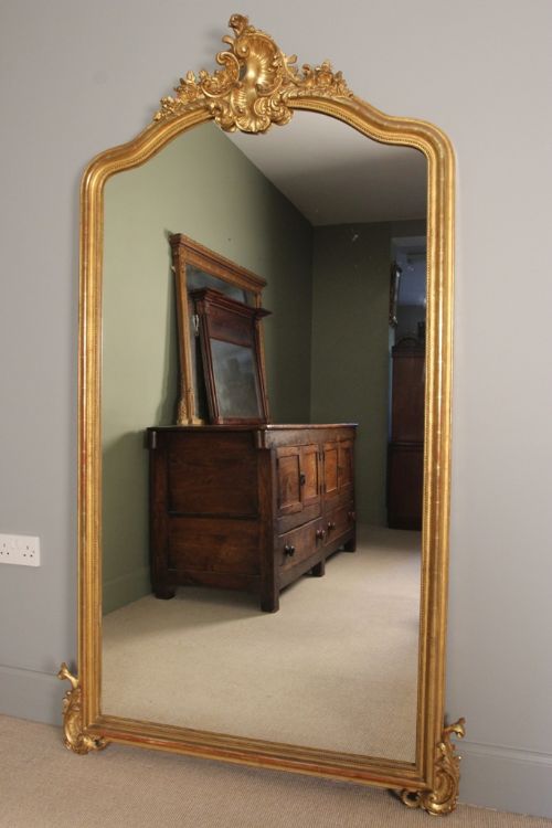 Stunning Tall 19th C. Giltwood Mirror