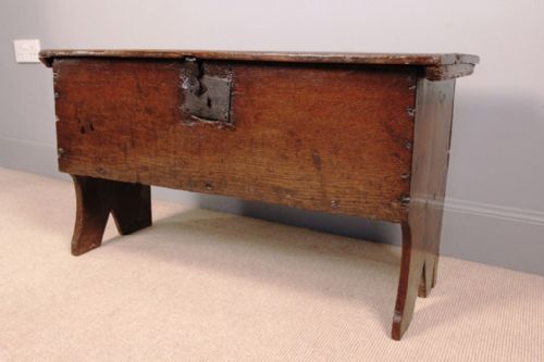 Charming 17th C. Oak Plank Coffer