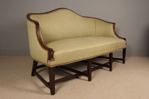 Small 19th C. Camel Back Mahogany Sofa