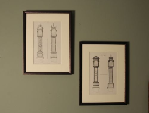 Pair 19th C. Clock Case Etchings