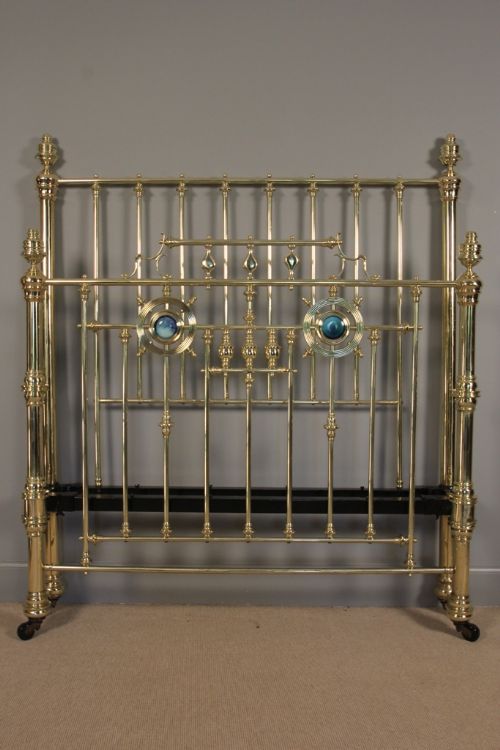 A Rare Brass & Ruskin Stone 4ft6 Bed (Double)
