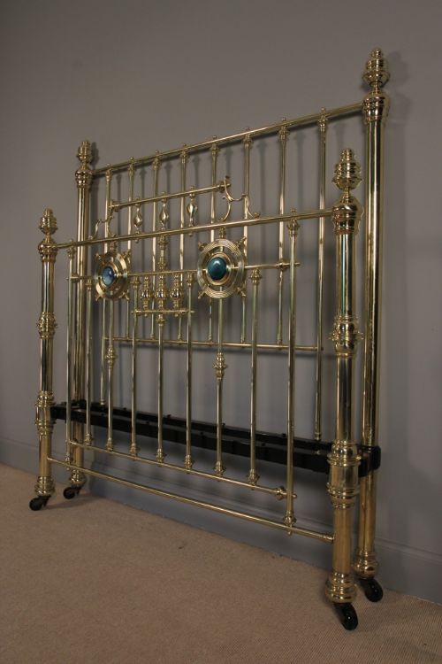 fig 1. A Rare Brass & Ruskin Stone 4ft6 Bed (Double)