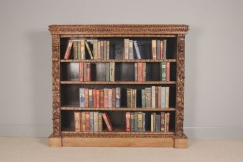 fig 1. Victorian Solid Oak Carved Bookcase
