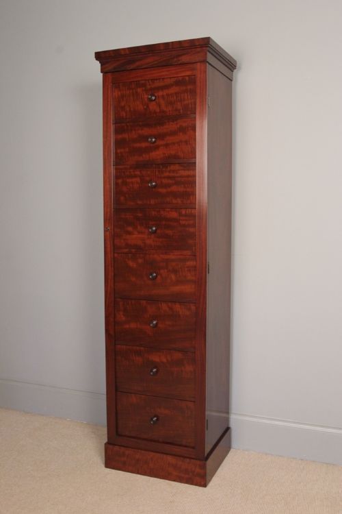 Fine William IV Mahogany Wellington Chest - Slim Proportion