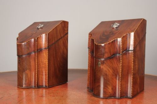 A Pair George III Mahogany Knife Boxes