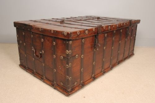 fig 1. 19th C Rajasthan Teak & Iron Banded Trunk