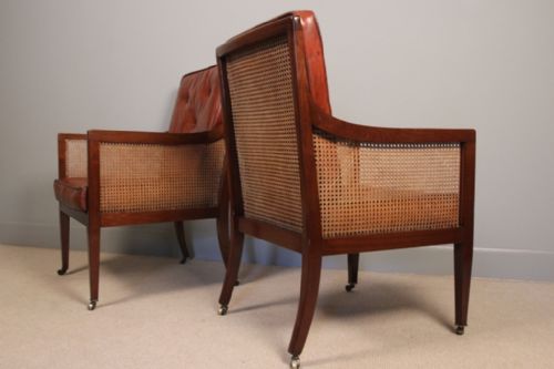 fig 1. A Superb Pair of Leather Bergere Library Chairs