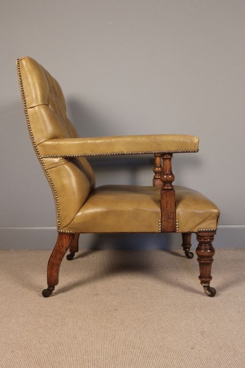 fig 1. 19th C. Leather Oak Library Chair