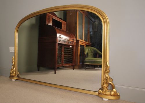 Beautiful English Victorian Giltwood Overmantle Mirror