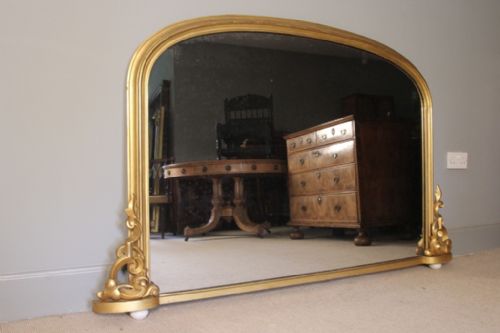 fig 1. Beautiful English Victorian Giltwood Overmantle Mirror