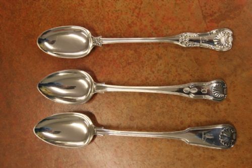 Collection of 3 Solid Silver Basting/serving Spoons