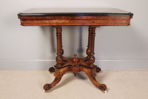 Burr Walnut Inlaid Victorian Centre Card Table