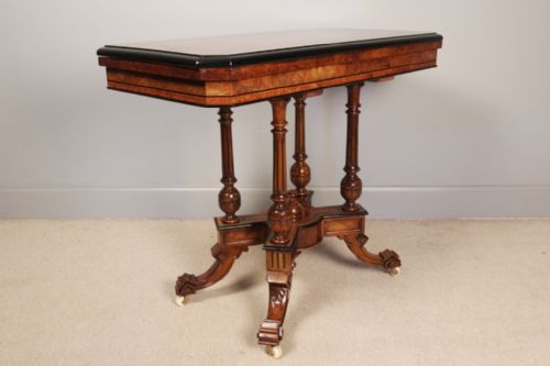 fig 1. Burr Walnut Inlaid Victorian Centre Card Table