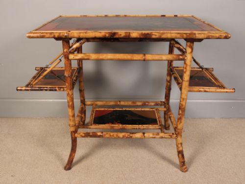 19th C Bamboo Japanned Tiered Table