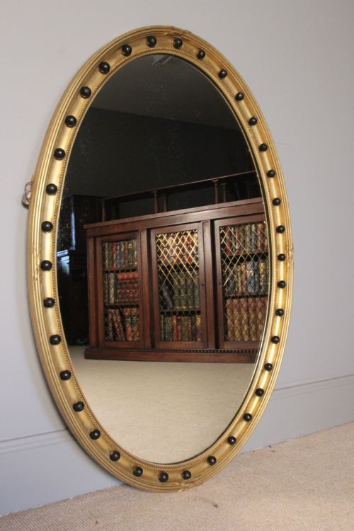 Victorian Giltwood Oval Butlers Mirror