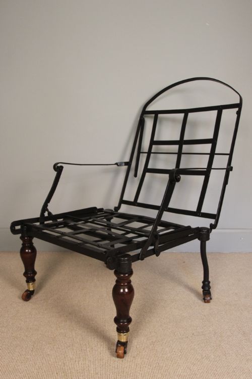 19th C. Iron Campaign Extending Chair