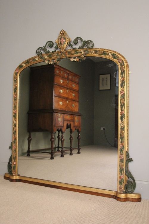 19th English Gilt & Painted Overmantle