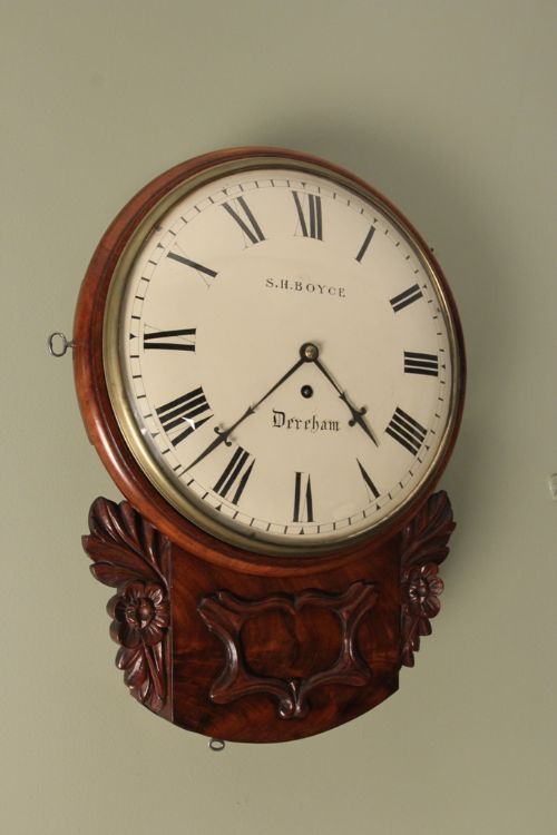 12 Inch Single Fusee Mahogany Drop Dial Clock