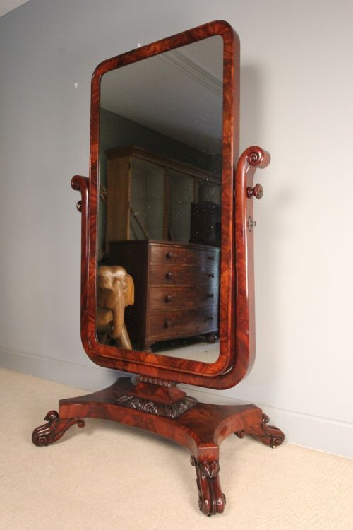 An Impressive George IV Mahogany Cheval Mirror