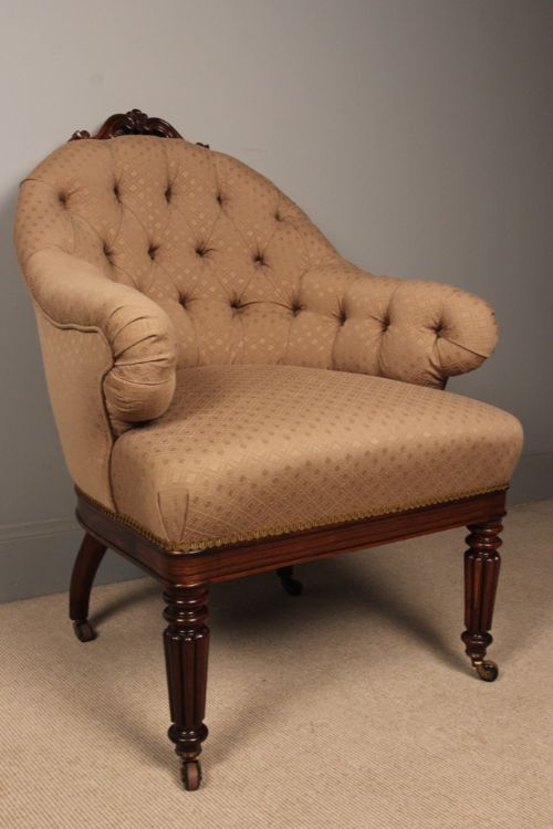 Fine William IV Rosewood Upholstered Library Chair