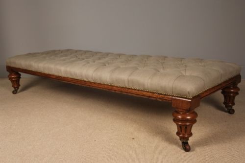 19th C. Large Upholstered Centre Stool/coffee Table