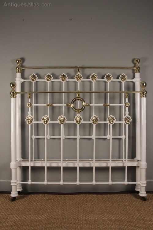 fig 1. A Decorative Victorian Cast Iron & Brass Double Bed