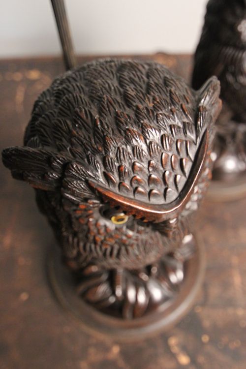 Fabulous Pair of Black Forest Lamps