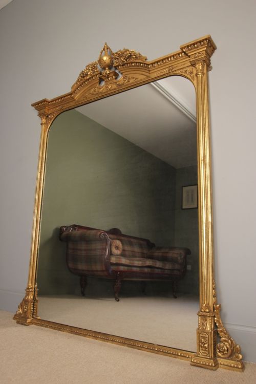 fig 4. Large Impressive 19th C. Giltwood Overmantle Mirror