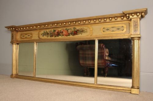 Beautiful Regency Giltwood Triple Plate Mirror