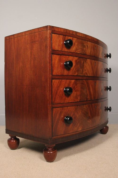 fig 1. Small George IV Mahogany Bowfront Chest of Drawers