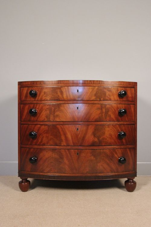 fig 2. Small George IV Mahogany Bowfront Chest of Drawers
