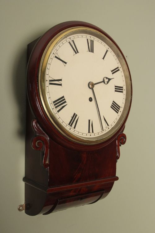 Rare 19th Century Mahogany Drop Dial Wall Clock