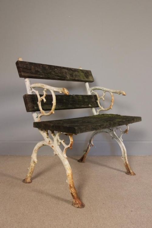 fig 1. 19th C. Cast Iron and Oak Garden Seat