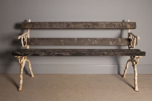 19th C. Cast Iron & Oak Garden Bench