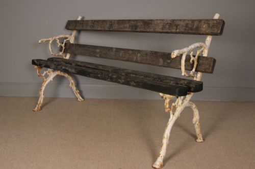fig 1. 19th C. Cast Iron & Oak Garden Bench