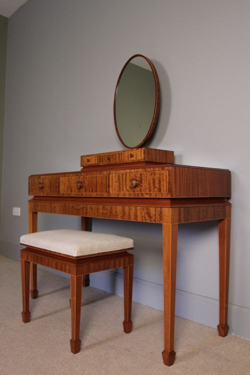 Fine Art Deco Dressing Table, Mirror & Stool
