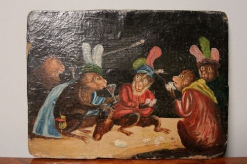 18th C. Singerie Oil Painting