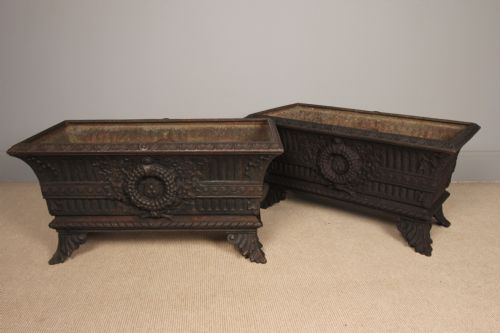 A True Pair of Regency Cast Iron Planters