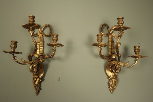 A Pair of Gilt Candle Wall Sconces