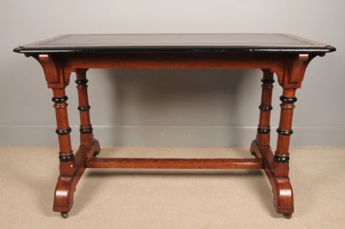 A 19th C. Pugin Oak Library Writing Table