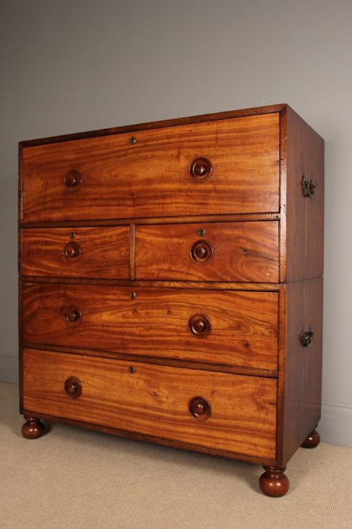 Camphor Wood Military Campaign Secretaire Chest of Drawers