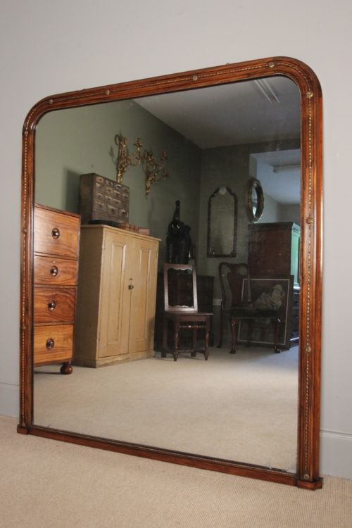 Large Walnut Overmantle Mirror by Charles Nosotti. Overmantel
