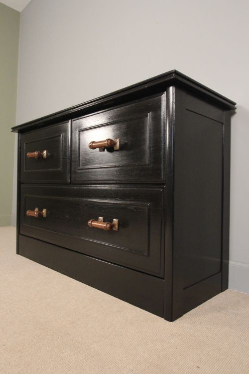 Striking Ebonised Haberdashery Drawers, Drapers Dresser Base