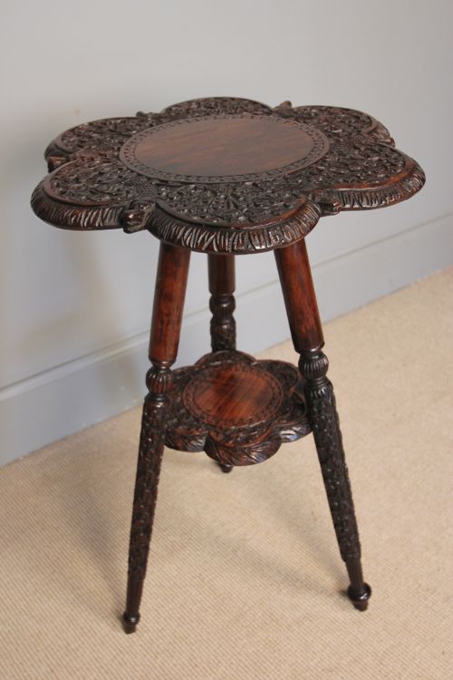 Indian Carved Tiered Flower Table