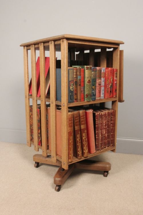 Edwardian Oak Revolving Bookcase