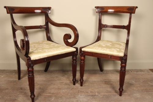A Set of 6 Beautiful Regency Mahogany Dining Chairs