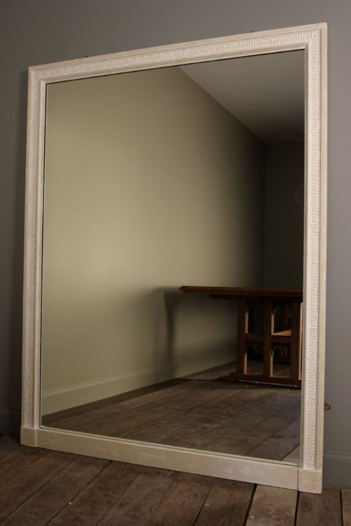 Large 19th C Gesso and Painted Mirror Overmantle or Floor Standing Mirror