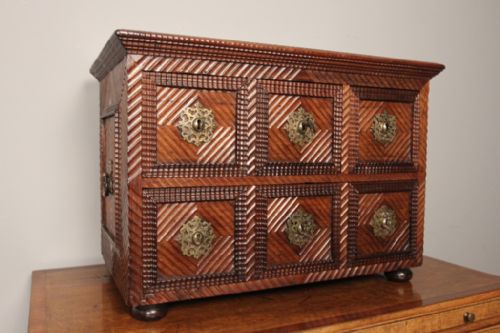 18th C. Superb Indo-portuguese Table Top Cabinet