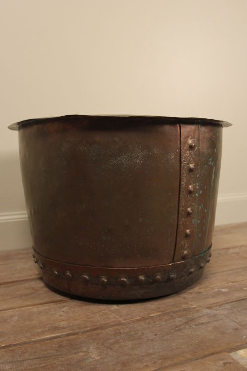 19th C. Large Copper Log Bin Planter