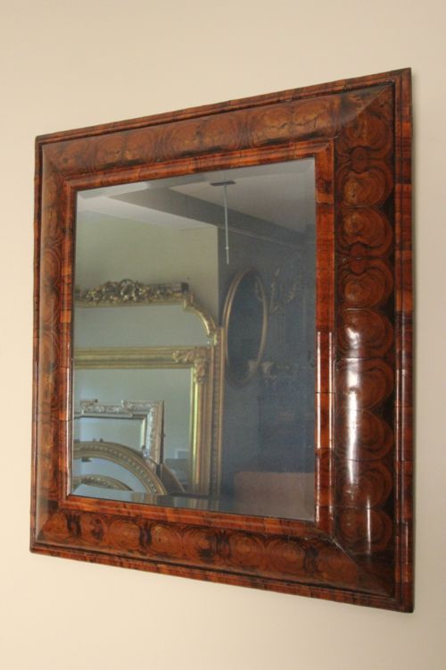 William & Mary Cushioned Oyster Veneered Wall Mirror C. 1695